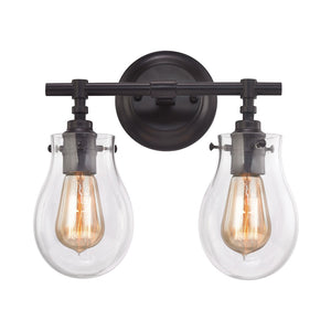 Atlas Jaelyn 1-Light Wall Sconce - Elegant Industrial Design with Clear Glass Shade for Home Lighting Oil Rubbed Bronze 13'' WL11344-BZ