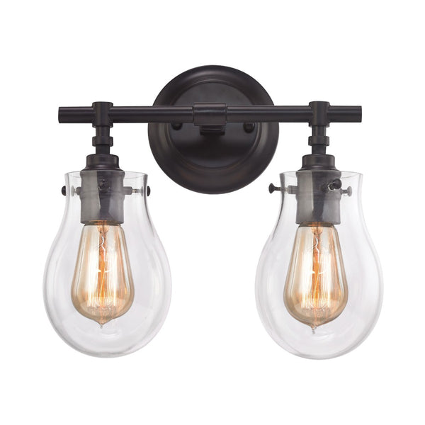 Atlas Jaelyn 1-Light Wall Sconce - Elegant Industrial Design with Clear Glass Shade for Home Lighting Oil Rubbed Bronze 13'' WL11344-BZ