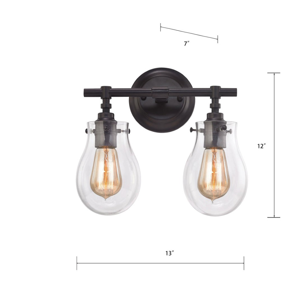 Atlas Jaelyn 1-Light Wall Sconce - Elegant Industrial Design with Clear Glass Shade for Home Lighting Oil Rubbed Bronze 13'' WL11344-BZ