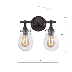 Atlas Jaelyn 1-Light Wall Sconce - Elegant Industrial Design with Clear Glass Shade for Home Lighting Oil Rubbed Bronze 13'' WL11344-BZ