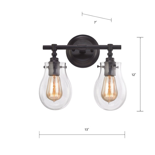 Atlas Jaelyn 1-Light Wall Sconce - Elegant Industrial Design with Clear Glass Shade for Home Lighting Oil Rubbed Bronze 13'' WL11344-BZ