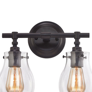 Atlas Jaelyn 1-Light Wall Sconce - Elegant Industrial Design with Clear Glass Shade for Home Lighting Oil Rubbed Bronze 13'' WL11344-BZ