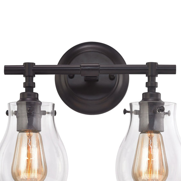 Atlas Jaelyn 1-Light Wall Sconce - Elegant Industrial Design with Clear Glass Shade for Home Lighting Oil Rubbed Bronze 13'' WL11344-BZ