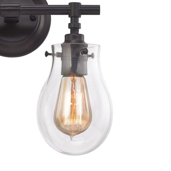 Atlas Jaelyn 1-Light Wall Sconce - Elegant Industrial Design with Clear Glass Shade for Home Lighting Oil Rubbed Bronze 13'' WL11344-BZ
