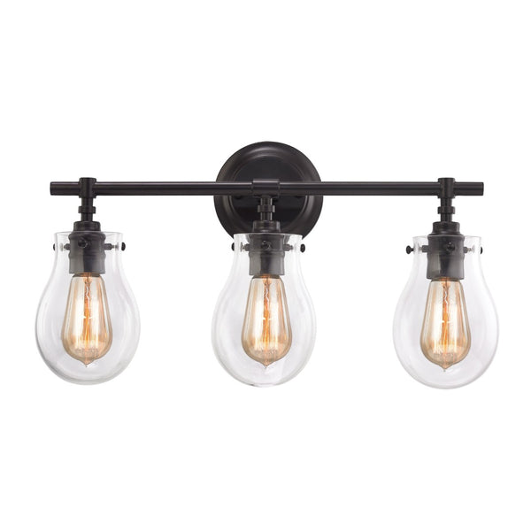 Atlas Jaelyn 1-Light Wall Sconce - Elegant Industrial Design with Clear Glass Shade for Home Lighting Oil Rubbed Bronze 21'' WL11345-BZ