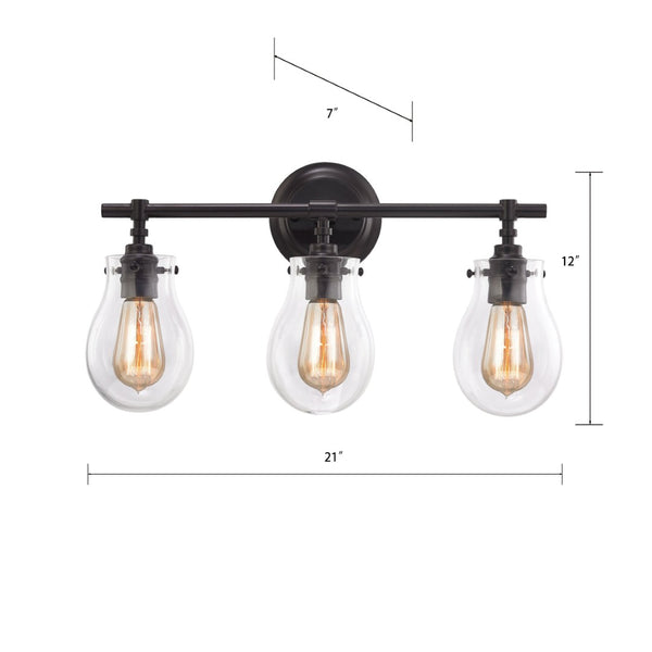 Atlas Jaelyn 1-Light Wall Sconce - Elegant Industrial Design with Clear Glass Shade for Home Lighting Oil Rubbed Bronze 21'' WL11345-BZ