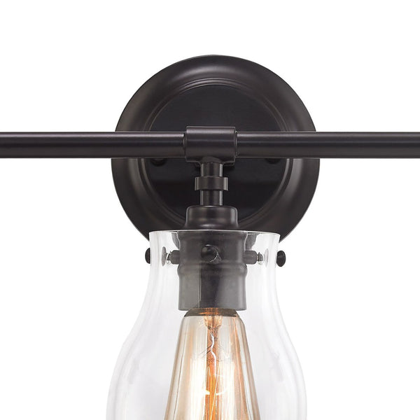 Atlas Jaelyn 1-Light Wall Sconce - Elegant Industrial Design with Clear Glass Shade for Home Lighting Oil Rubbed Bronze 21'' WL11345-BZ