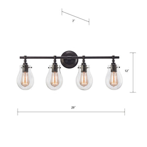 Atlas Jaelyn 1-Light Wall Sconce - Elegant Industrial Design with Clear Glass Shade for Home Lighting Oil Rubbed Bronze 29'' WL11346-BZ