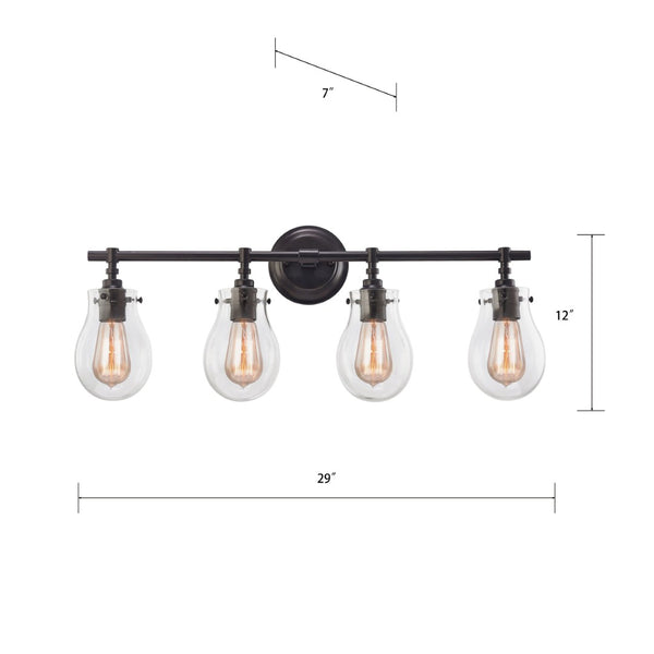 Atlas Jaelyn 1-Light Wall Sconce - Elegant Industrial Design with Clear Glass Shade for Home Lighting Oil Rubbed Bronze 29'' WL11346-BZ