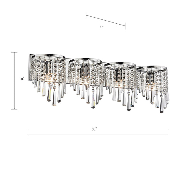 Atlas Jariah 30'' Wide 4-Light Vanity Light Fixture - Polished Chrome with Crystal Accents for Elegance WL11347-CH