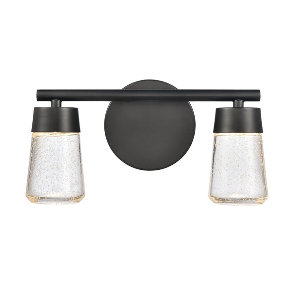 Atlas Jergen LED Vanity Light Fixture - Sleek Design with Tapered Glass Shades for Modern Spaces Matte Black 12.5'' WL11348-BK