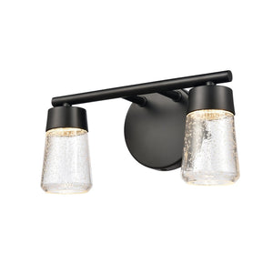 Atlas Jergen LED Vanity Light Fixture - Sleek Design with Tapered Glass Shades for Modern Spaces Matte Black 12.5'' WL11348-BK