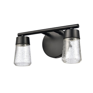 Atlas Jergen LED Vanity Light Fixture - Sleek Design with Tapered Glass Shades for Modern Spaces Matte Black 12.5'' WL11348-BK