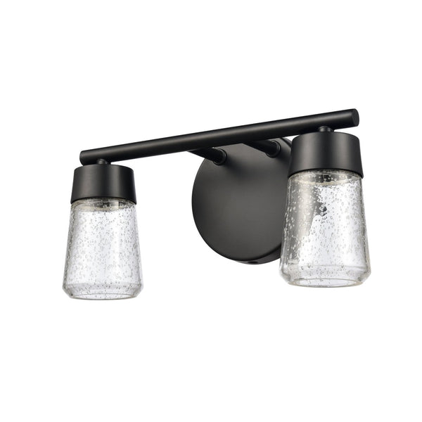 Atlas Jergen LED Vanity Light Fixture - Sleek Design with Tapered Glass Shades for Modern Spaces Matte Black 12.5'' WL11348-BK