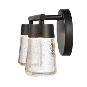 Atlas Jergen LED Vanity Light Fixture - Sleek Design with Tapered Glass Shades for Modern Spaces Matte Black 12.5'' WL11348-BK
