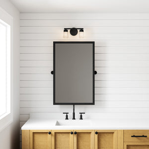 Atlas Jergen LED Vanity Light Fixture - Sleek Design with Tapered Glass Shades for Modern Spaces Matte Black 12.5'' WL11348-BK