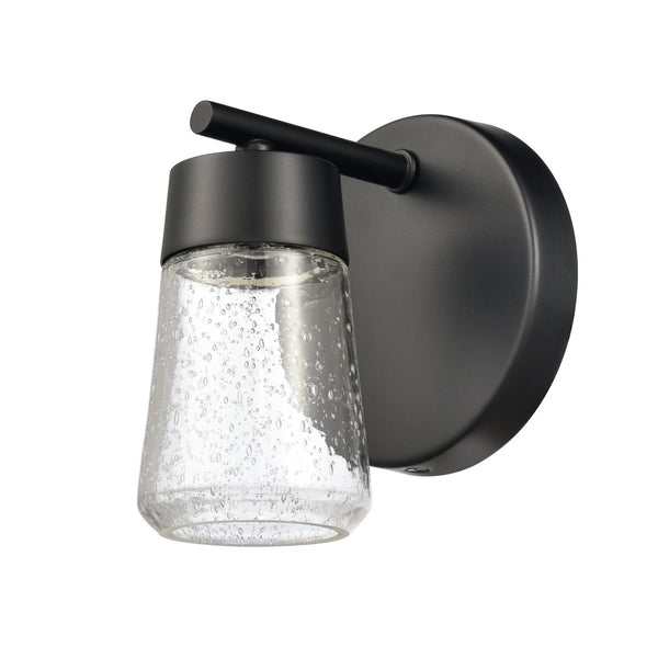 Atlas Jergen LED Vanity Light Fixture - Sleek Design with Tapered Glass Shades for Modern Spaces Matte Black 5'' WL11349-BK