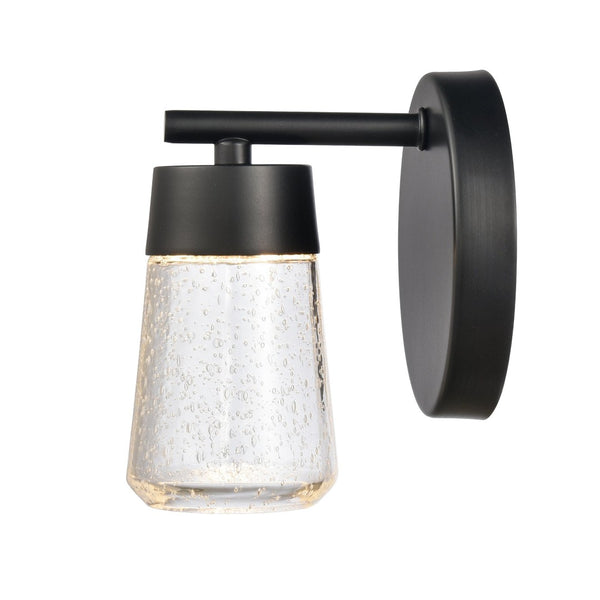 Atlas Jergen LED Vanity Light Fixture - Sleek Design with Tapered Glass Shades for Modern Spaces Matte Black 5'' WL11349-BK