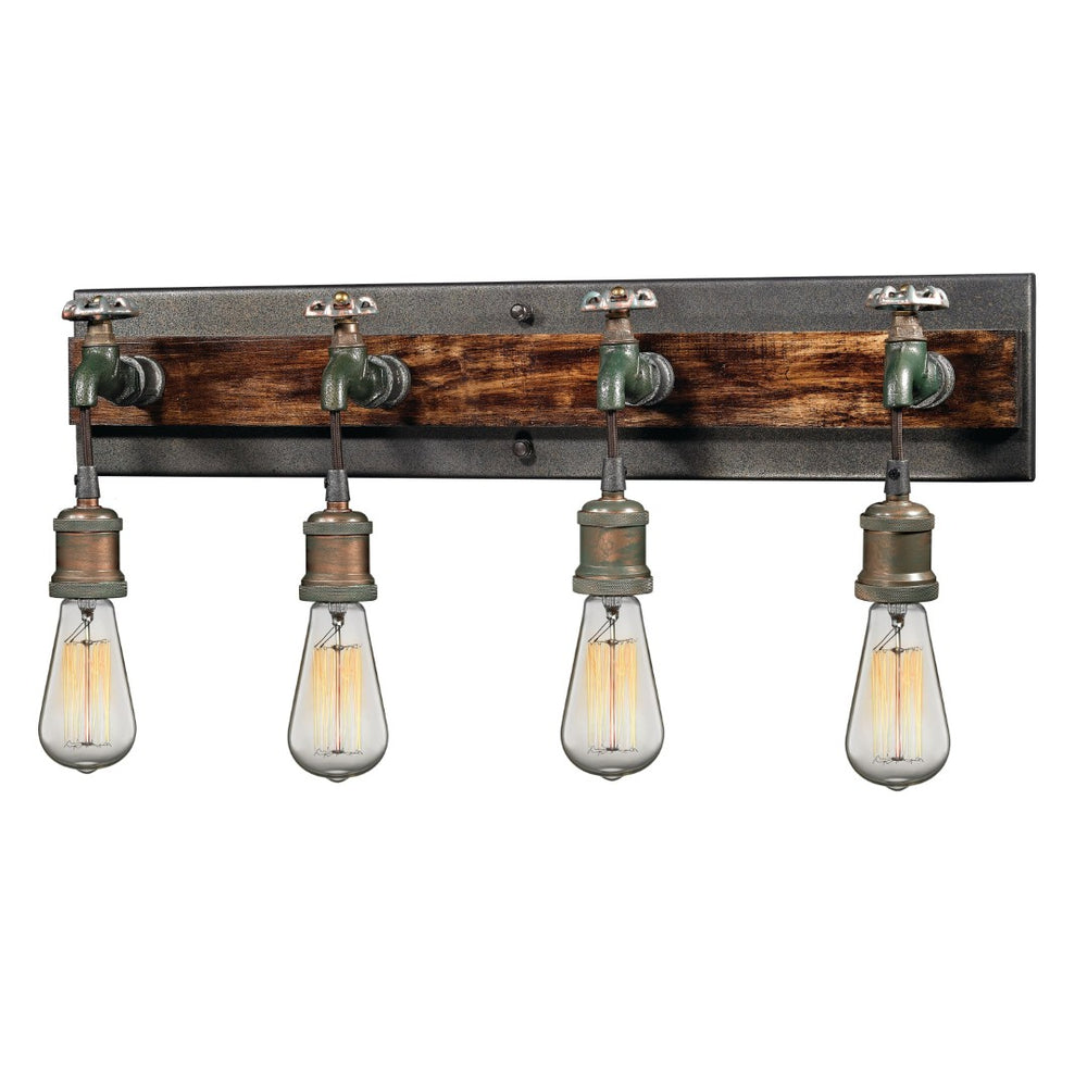 Atlas Jonas 4-Light Vanity Light Fixture - Vintage Industrial Design with Durable Weathered Zinc Finish Multi Tone Weathered 26'' WL11350-GY