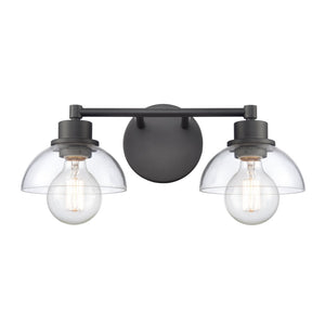 Atlas Julian 2-Light Vanity Light Fixture - Sleek Modern Design with Glass Domes for Versatile Illumination Matte Black 16'' WL11351-BK