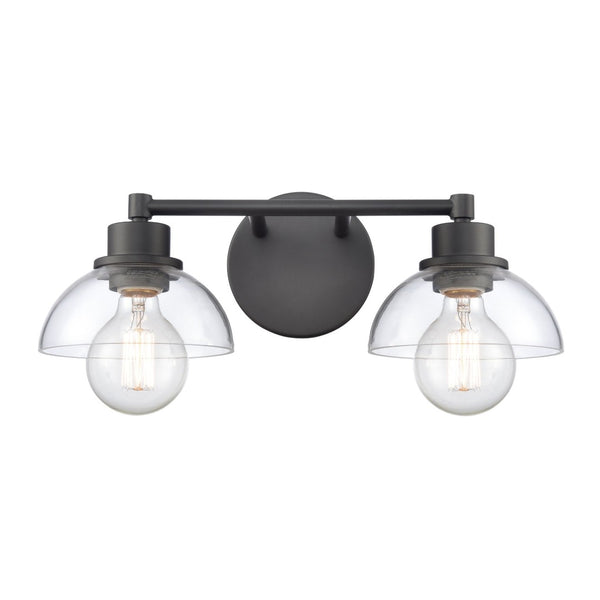 Atlas Julian 2-Light Vanity Light Fixture - Sleek Modern Design with Glass Domes for Versatile Illumination Matte Black 16'' WL11351-BK