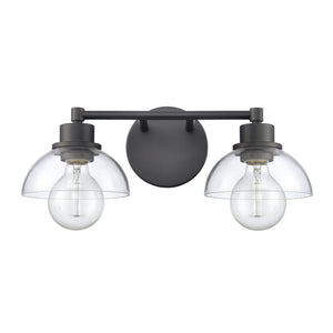 Atlas Julian 2-Light Vanity Light Fixture - Sleek Modern Design with Glass Domes for Versatile Illumination Matte Black 16'' WL11351-BK