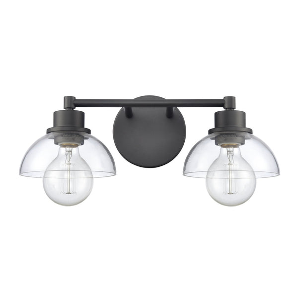 Atlas Julian 2-Light Vanity Light Fixture - Sleek Modern Design with Glass Domes for Versatile Illumination Matte Black 16'' WL11351-BK