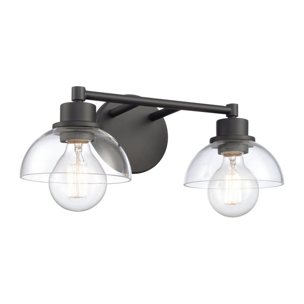 Atlas Julian 2-Light Vanity Light Fixture - Sleek Modern Design with Glass Domes for Versatile Illumination Matte Black 16'' WL11351-BK