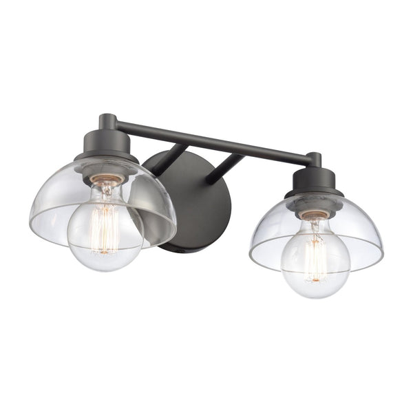 Atlas Julian 2-Light Vanity Light Fixture - Sleek Modern Design with Glass Domes for Versatile Illumination Matte Black 16'' WL11351-BK