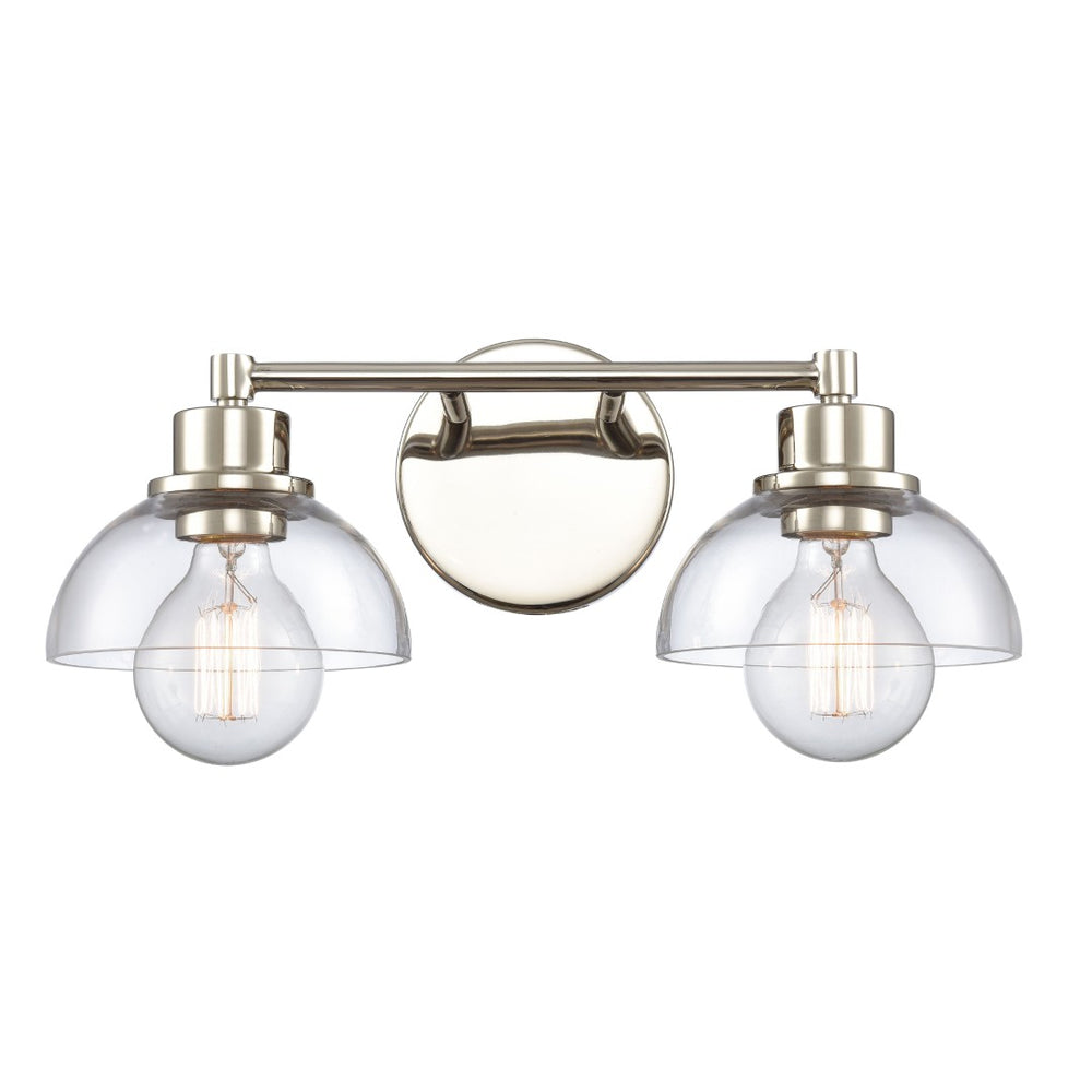 Atlas Julian 2-Light Vanity Light Fixture - Sleek Modern Design with Glass Domes for Versatile Illumination Polished Nickel 16'' WL11351-NK