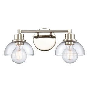 Atlas Julian 2-Light Vanity Light Fixture - Sleek Modern Design with Glass Domes for Versatile Illumination Polished Nickel 16'' WL11351-NK