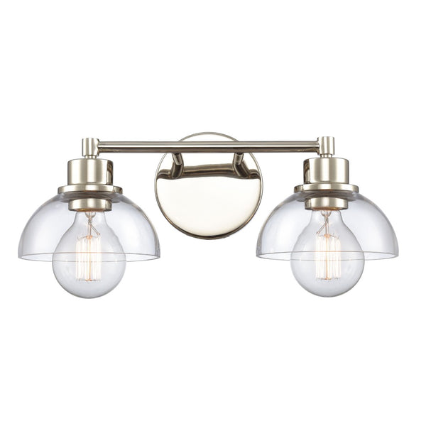 Atlas Julian 2-Light Vanity Light Fixture - Sleek Modern Design with Glass Domes for Versatile Illumination Polished Nickel 16'' WL11351-NK