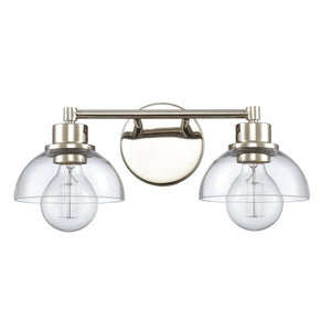Atlas Julian 2-Light Vanity Light Fixture - Sleek Modern Design with Glass Domes for Versatile Illumination Polished Nickel 16'' WL11351-NK