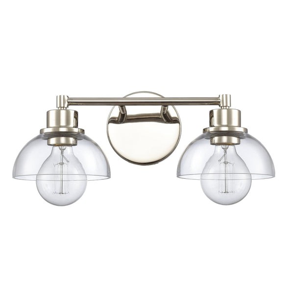 Atlas Julian 2-Light Vanity Light Fixture - Sleek Modern Design with Glass Domes for Versatile Illumination Polished Nickel 16'' WL11351-NK