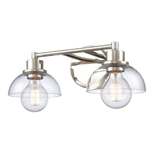 Atlas Julian 2-Light Vanity Light Fixture - Sleek Modern Design with Glass Domes for Versatile Illumination Polished Nickel 16'' WL11351-NK