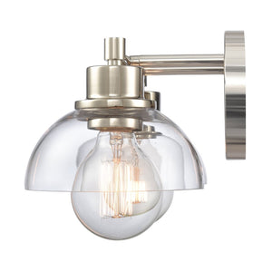 Atlas Julian 2-Light Vanity Light Fixture - Sleek Modern Design with Glass Domes for Versatile Illumination Polished Nickel 16'' WL11351-NK