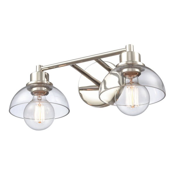 Atlas Julian 2-Light Vanity Light Fixture - Sleek Modern Design with Glass Domes for Versatile Illumination Polished Nickel 16'' WL11351-NK