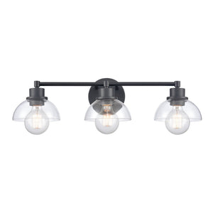 Atlas Julian 2-Light Vanity Light Fixture - Sleek Modern Design with Glass Domes for Versatile Illumination Matte Black 24'' WL11352-BK