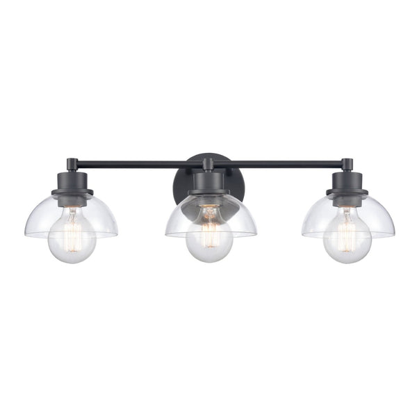 Atlas Julian 2-Light Vanity Light Fixture - Sleek Modern Design with Glass Domes for Versatile Illumination Matte Black 24'' WL11352-BK