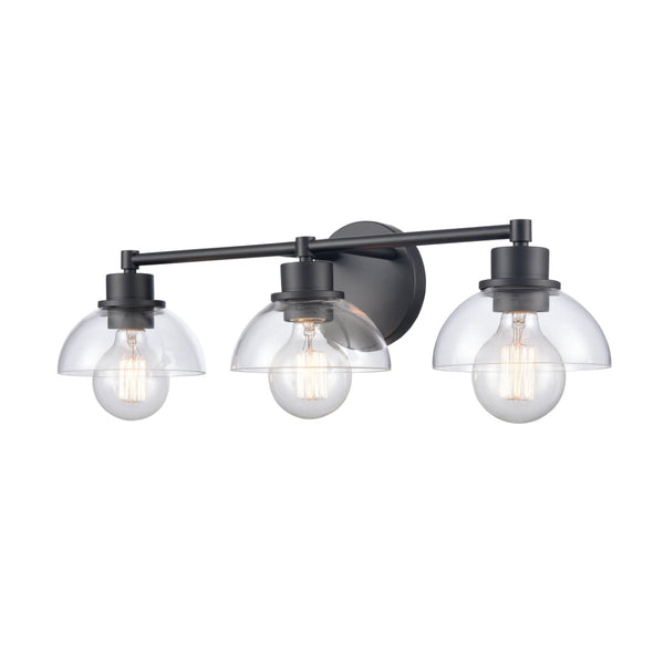 Atlas Julian 2-Light Vanity Light Fixture - Sleek Modern Design with Glass Domes for Versatile Illumination Matte Black 24'' WL11352-BK