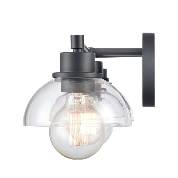 Atlas Julian 2-Light Vanity Light Fixture - Sleek Modern Design with Glass Domes for Versatile Illumination Matte Black 24'' WL11352-BK