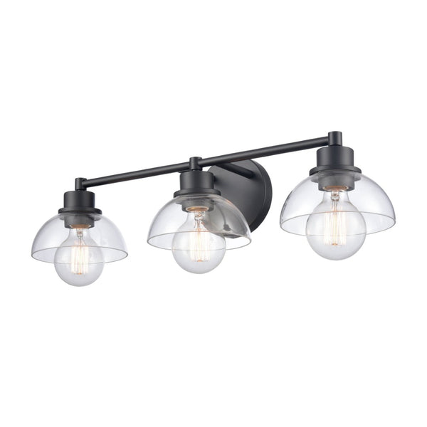 Atlas Julian 2-Light Vanity Light Fixture - Sleek Modern Design with Glass Domes for Versatile Illumination Matte Black 24'' WL11352-BK