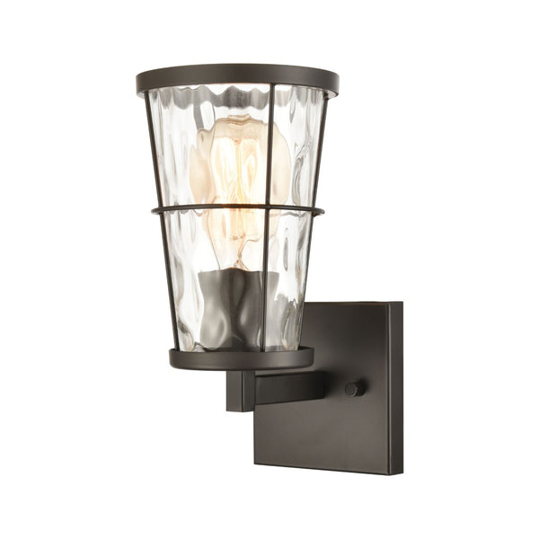 Atlas Kendrix 11" High Sconce with Rippled Glass Shade - Contemporary Lighting for Hallways & Bedrooms Oil Rubbed Bronze 5'' WL11354-BZ