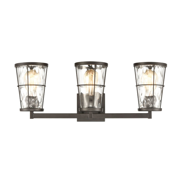 Atlas Kendrix 11" High Sconce with Rippled Glass Shade - Contemporary Lighting for Hallways & Bedrooms Oil Rubbed Bronze 24'' WL11355-BZ
