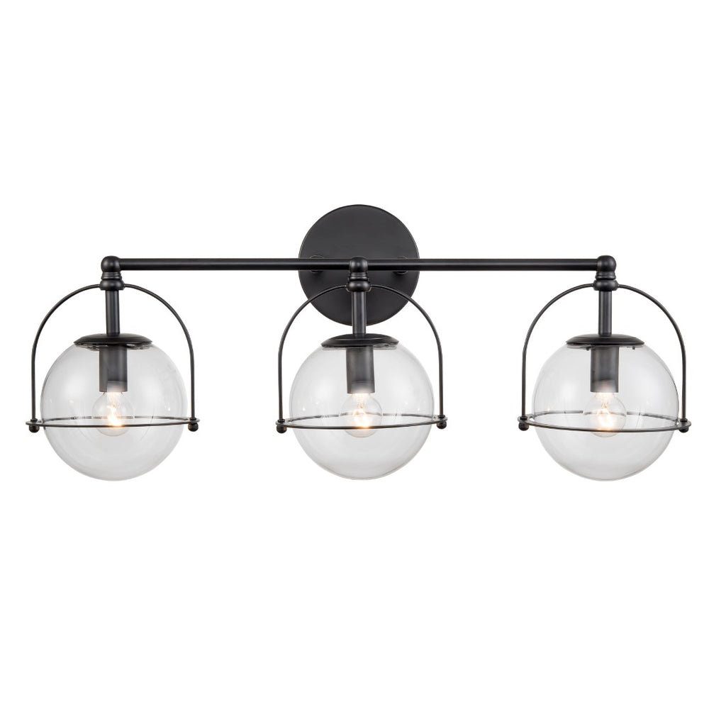 Atlas Langford 3-Light Vanity Light Fixture - Vintage Charm Meets Modern Design for Stylish Spaces Matte Black 24'' WL11358-BK