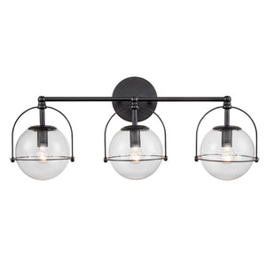 Atlas Langford 3-Light Vanity Light Fixture - Vintage Charm Meets Modern Design for Stylish Spaces Matte Black 24'' WL11358-BK