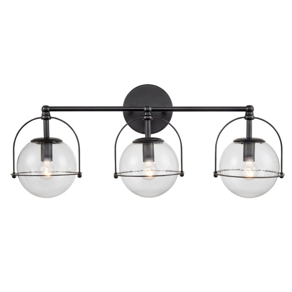 Atlas Langford 3-Light Vanity Light Fixture - Vintage Charm Meets Modern Design for Stylish Spaces Matte Black 24'' WL11358-BK