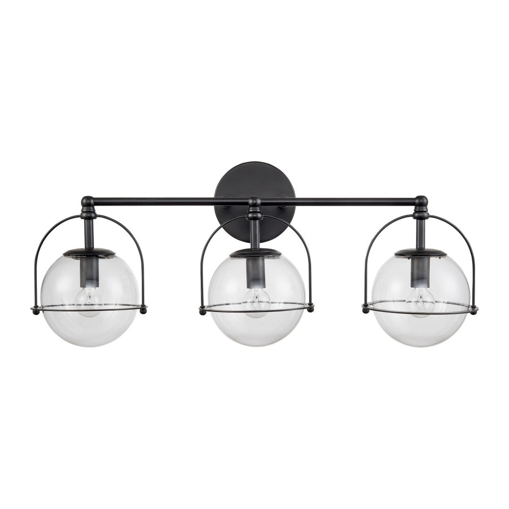 Atlas Langford 3-Light Vanity Light Fixture - Vintage Charm Meets Modern Design for Stylish Spaces Matte Black 24'' WL11358-BK