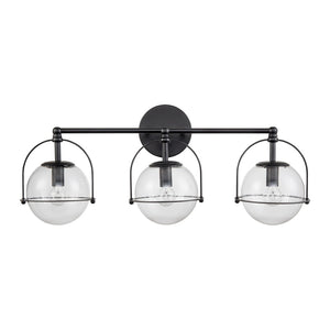 Atlas Langford 3-Light Vanity Light Fixture - Vintage Charm Meets Modern Design for Stylish Spaces Matte Black 24'' WL11358-BK