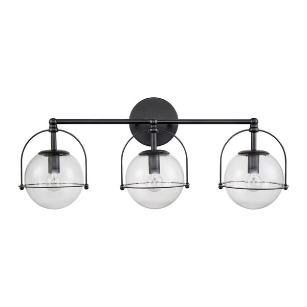 Atlas Langford 3-Light Vanity Light Fixture - Vintage Charm Meets Modern Design for Stylish Spaces Matte Black 24'' WL11358-BK